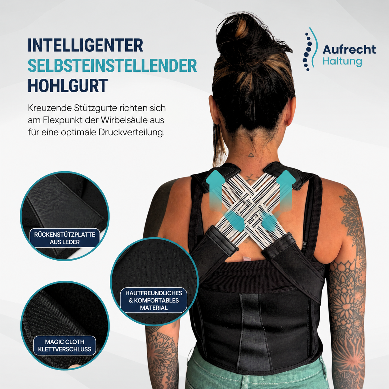 AufRecht Haltung posture trainer in everyday use